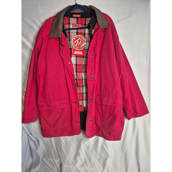 Vintage Marlboro Country Store Jacket Red Plaid Lined Barn Chore Coat Mens - Picture 1 of 7